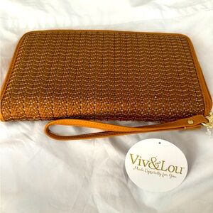 Tan Wristlet Clutch by Viv & Lou